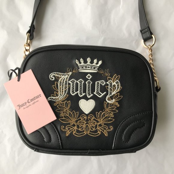Juicy Couture Heritage Crossbody Licorice Embroidered Logo BLACK - Picture 6 of 6